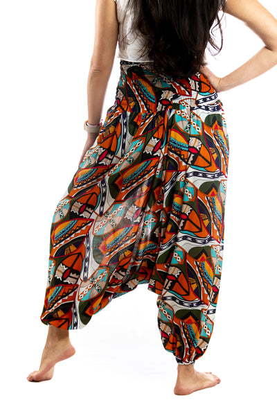Handmade Women Flowy Harem Pants - Jumpsuit Smocked Waist (Zambian Board)