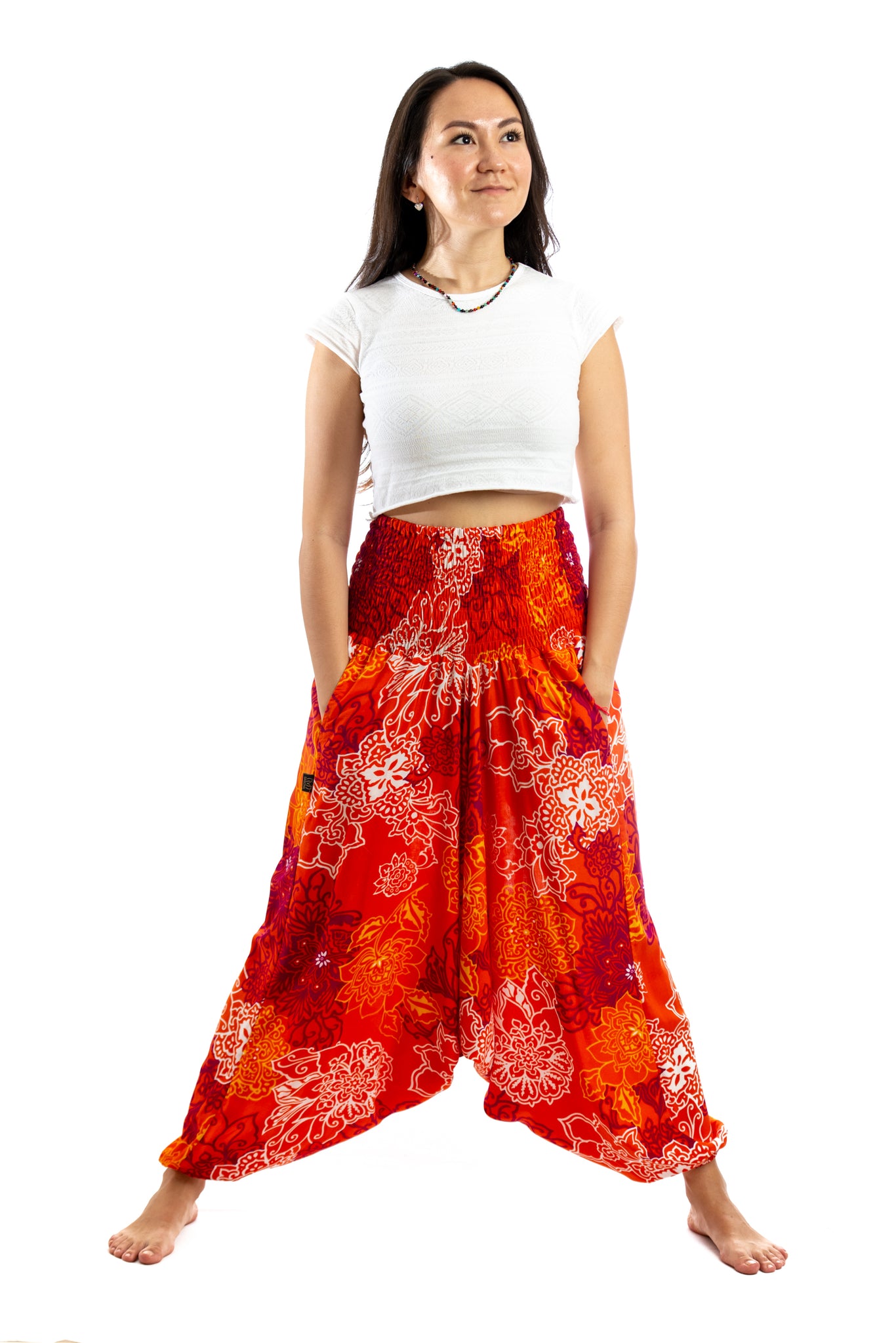 Handmade Women Flowy Harem Pants - Jumpsuit Smocked Waist (Svadistana)