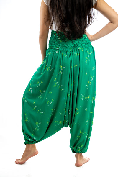 Handmade Women Flowy Harem Pants - Jumpsuit Smocked Waist (Coleseed)