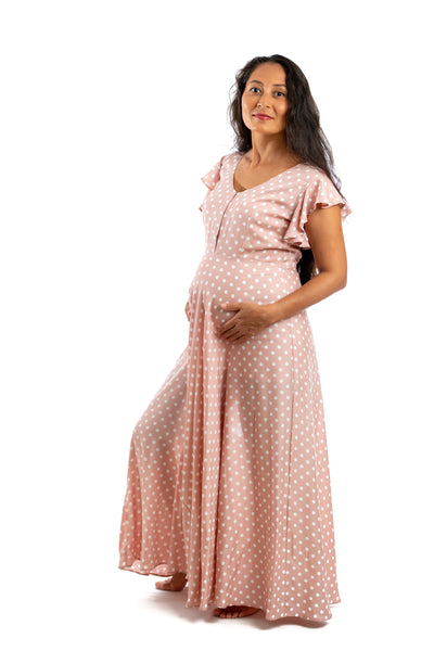 Handmade Maxi Dress - Maternity Nursing (Polka Dot)