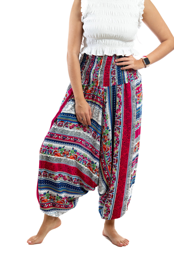 Buy Banjamath Women's Peacock Print Aladdin Harem Hippie Pants Jumpsuit  (Black) One Size at Amazon.in