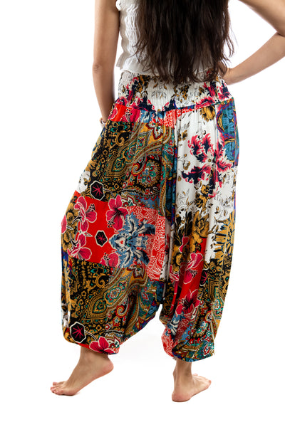 Handmade Women Flowy Harem Pants - Jumpsuit Smocked Waist (Matreshka)