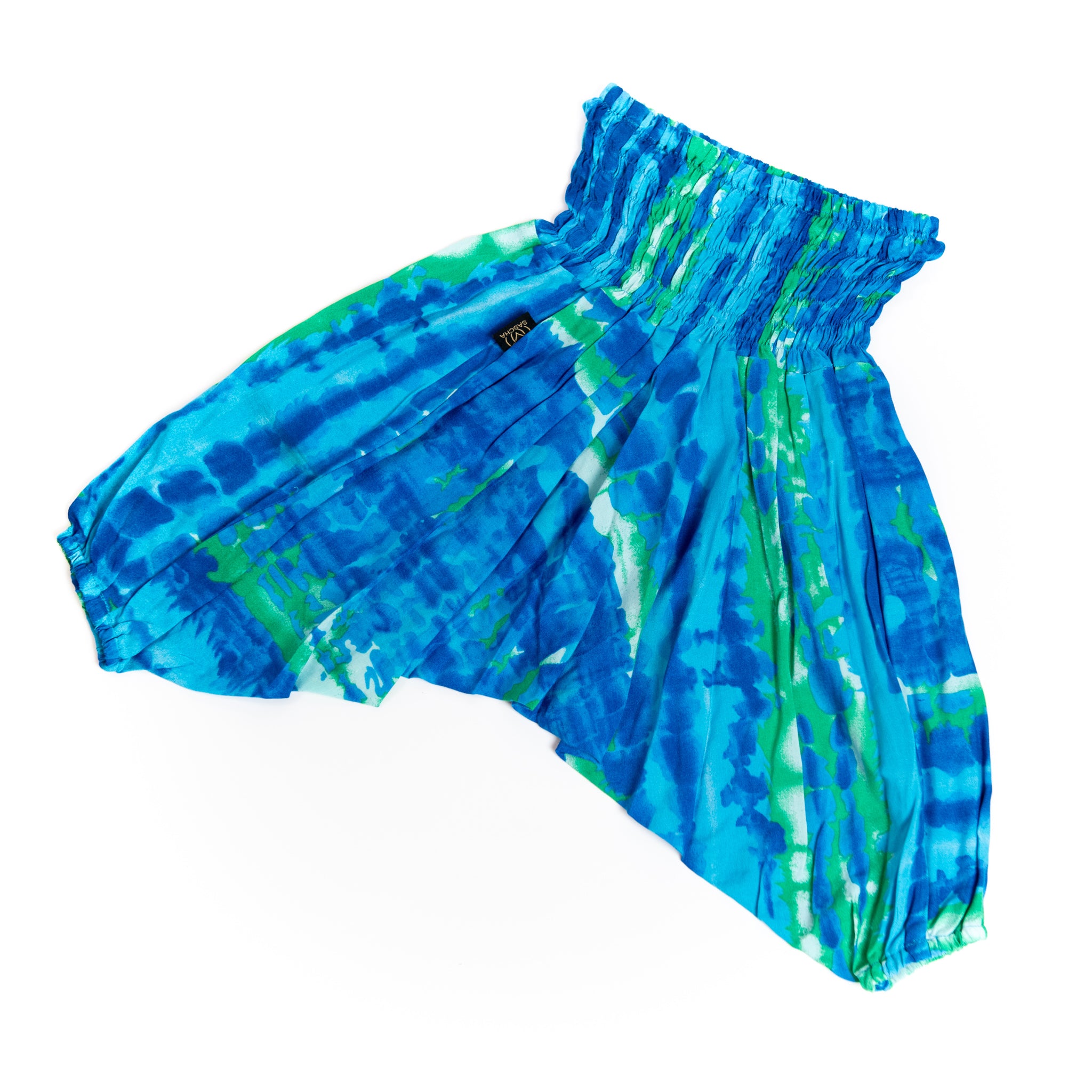 Handmade Kids Flowy Harem Pants - Jumpsuit Smocked Waist (Oxygen Tie-Dye)
