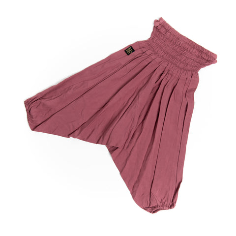Handmade Kids Flowy Harem Pants - Jumpsuit Smocked Waist (Dusty Pink Solid)