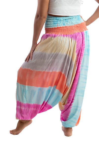 Handmade Women Flowy Harem Pants - Jumpsuit Smocked Waist(Hornocal Mountain)