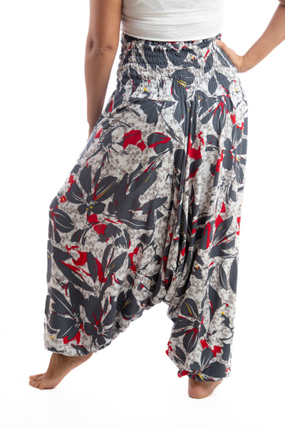 Handmade Women Flowy Harem Pants - Jumpsuit Smocked Waist(Monotonous Flowers)