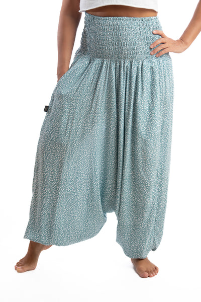 Handmade Women Flowy Harem Pants - Jumpsuit Smocked Waist(Mangrove Thickets)