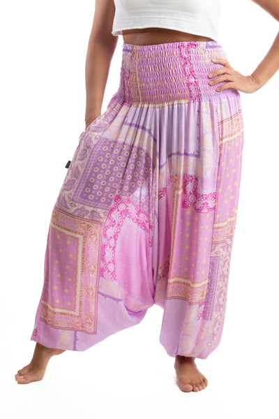 Handmade Women Flowy Harem Pants - Jumpsuit Smocked Waist(Persian Carpets)