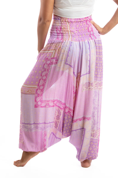 Handmade Women Flowy Harem Pants - Jumpsuit Smocked Waist(Persian Carpets)