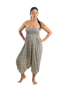 Handmade Women Flowy Harem Pants - Jumpsuit Smocked Waist(Shrub)