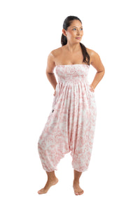 Handmade Women Flowy Harem Pants - Jumpsuit Smocked Waist(Jupiter-Tie-Dye)
