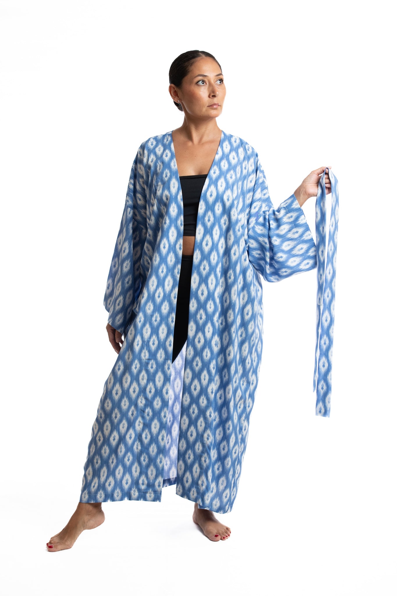 Handmade Long Kimono - Blue Adras
