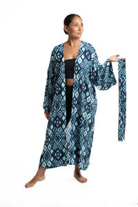 Handmade Long Kimono - Cyan Adras