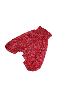 Handmade Kids Flowy Harem Pants - Jumpsuit Smocked Waist (Turkish Cucumber Red)
