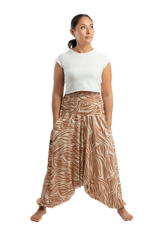 Handmade Women Flowy Harem Pants - Jumpsuit Smocked Waist (Smooth Palette)