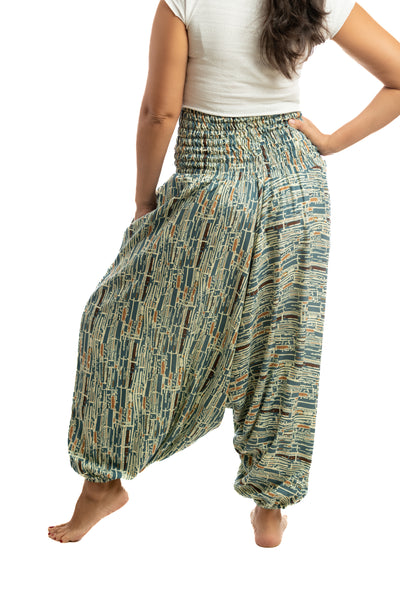 Handmade Women Flowy Harem Pants - Jumpsuit Smocked Waist (Busy Roads)