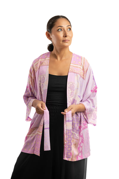 Handmade Kimono - Pink Oriental Patches