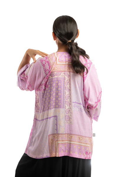 Handmade Kimono - Pink Oriental Patches