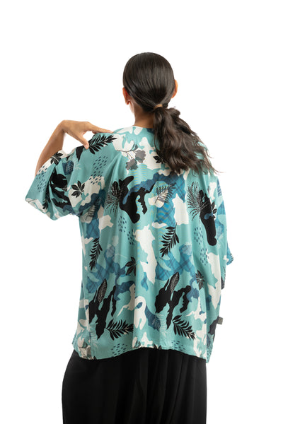Handmade Kimono - Clouds And Shadows Blue