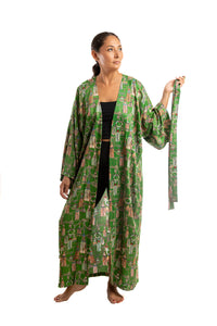 Handmade Long Kimono - Tassels Emerald